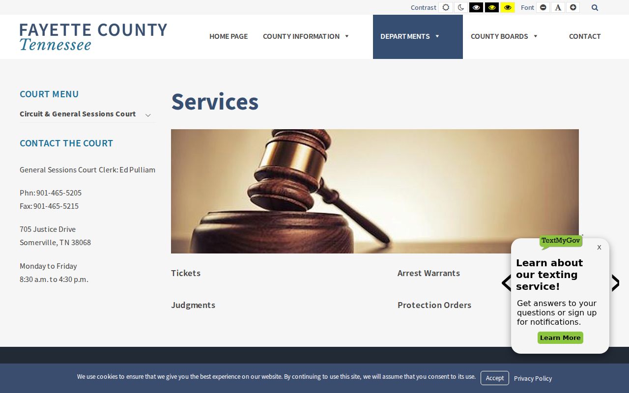 Fayette County Circuit and General Sessions court services for warrant and ticket questions