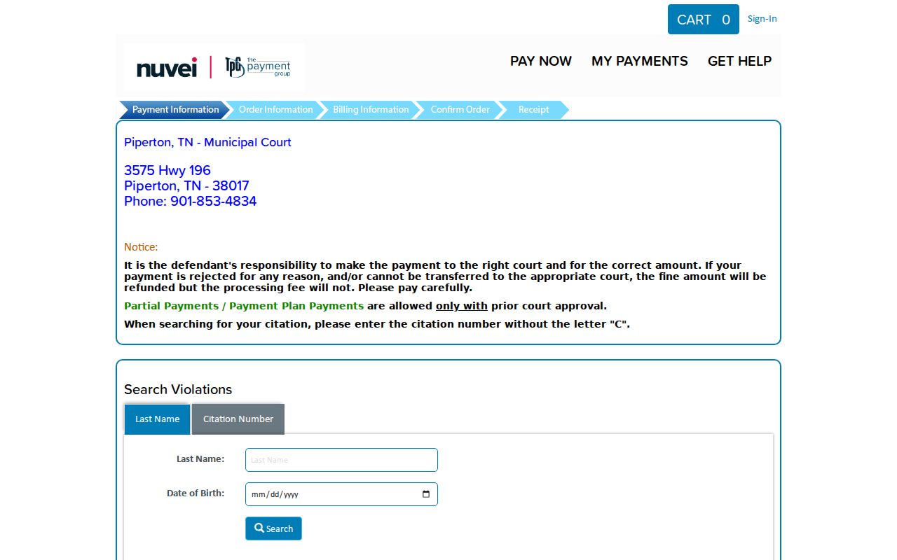 TrafficPayment invoice lookup form captured without citation details