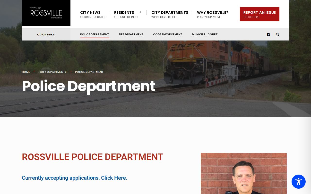 Rossville Police Department contact and dispatch information, separate from municipal court warrant records
