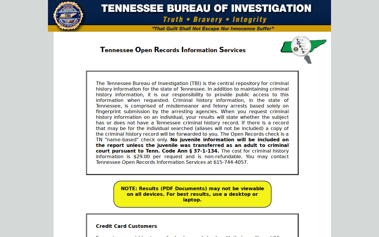 TBI name-based criminal-history request, not a Fayette County active warrant search