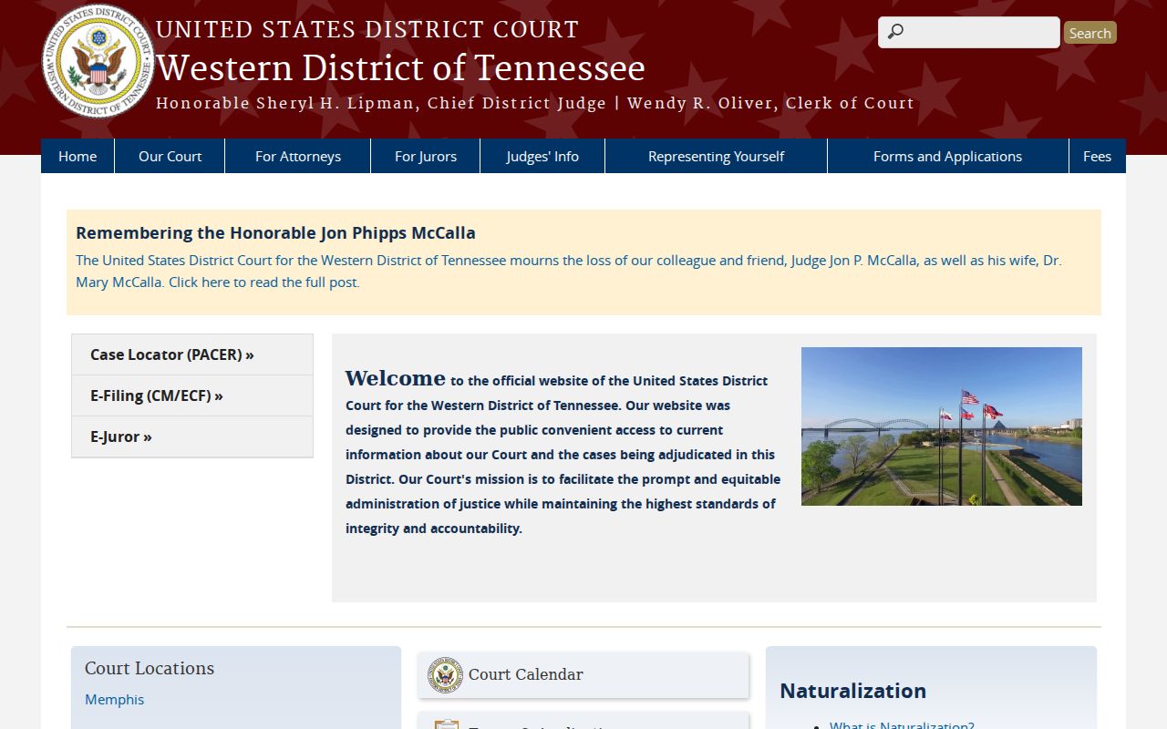 Western District of Tennessee federal court information relevant to Fayette County warrant routing
