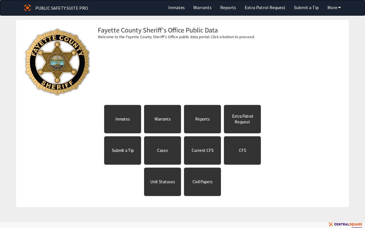 Fayette County warrant search interface controls